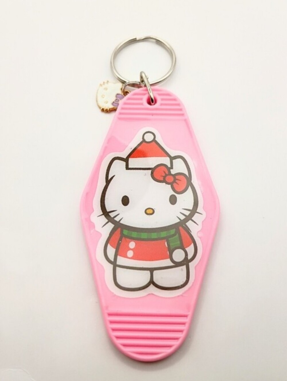 Cute Holiday Kitty Pink Motel Key Tag Charm